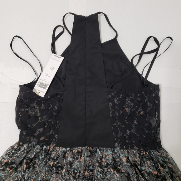 BCBGMAXAZRIA floral lace mini cocktail racer back dress Women's size 2 black nwt - Picture 4 of 11